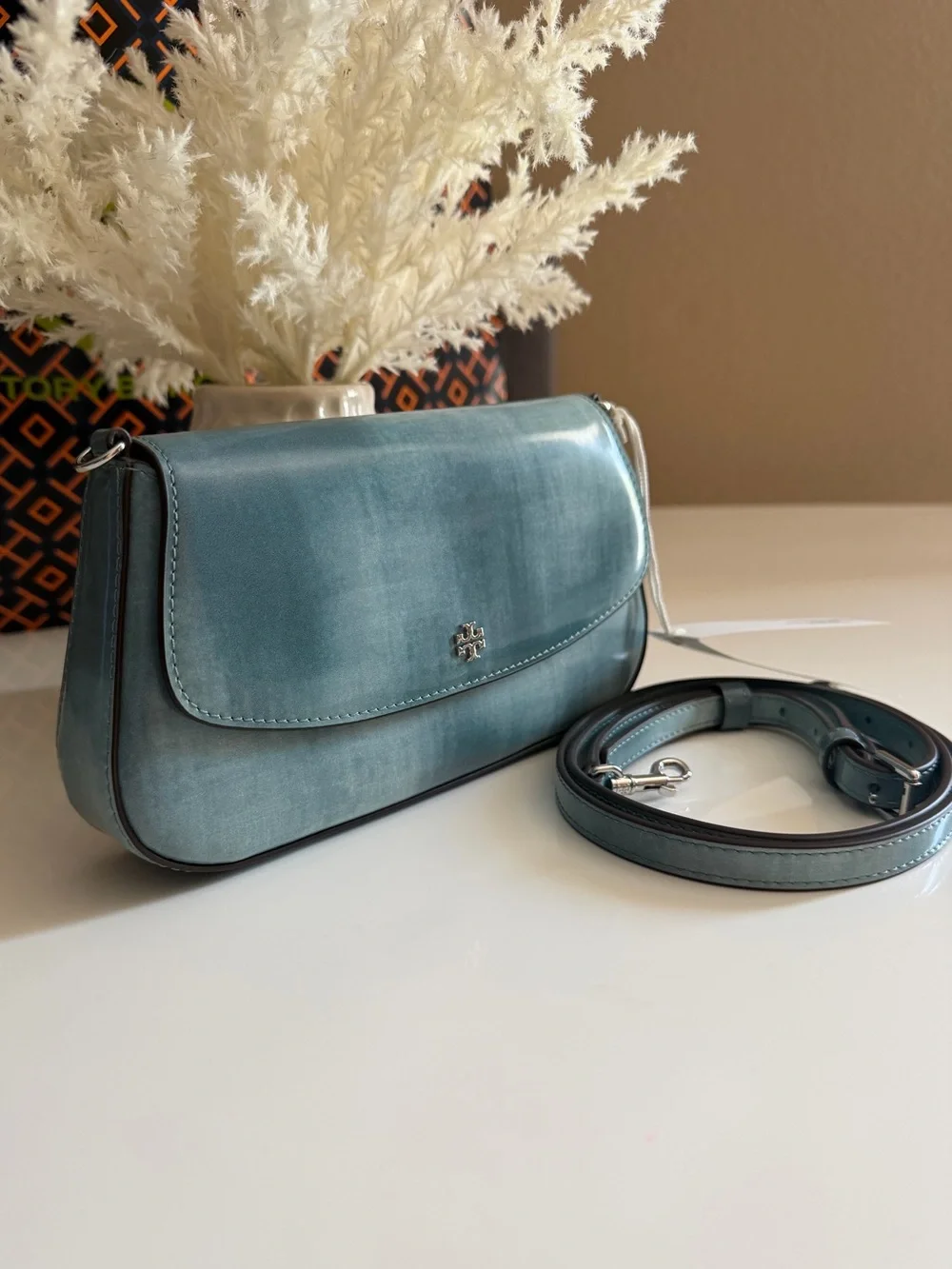 NWT, RORY BRUSH OFF MINI CONVERTIBLE CROSSBODY 180126 NORTHERN BLUE